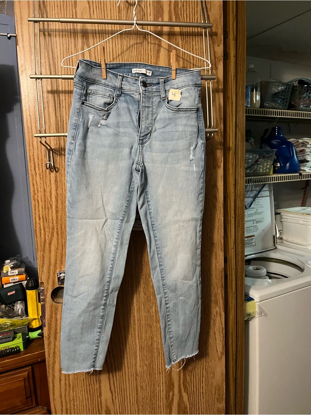 Nine West Light Wash Straight Leg Jeans with Raw Hem